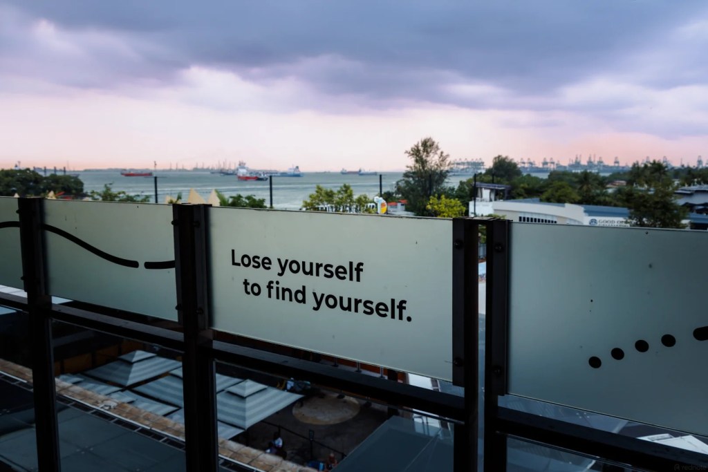 An advertisement "lose youself to find yourself "